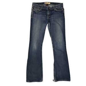 Buckle Blue Boot Cut Jeans with Vintage Wash